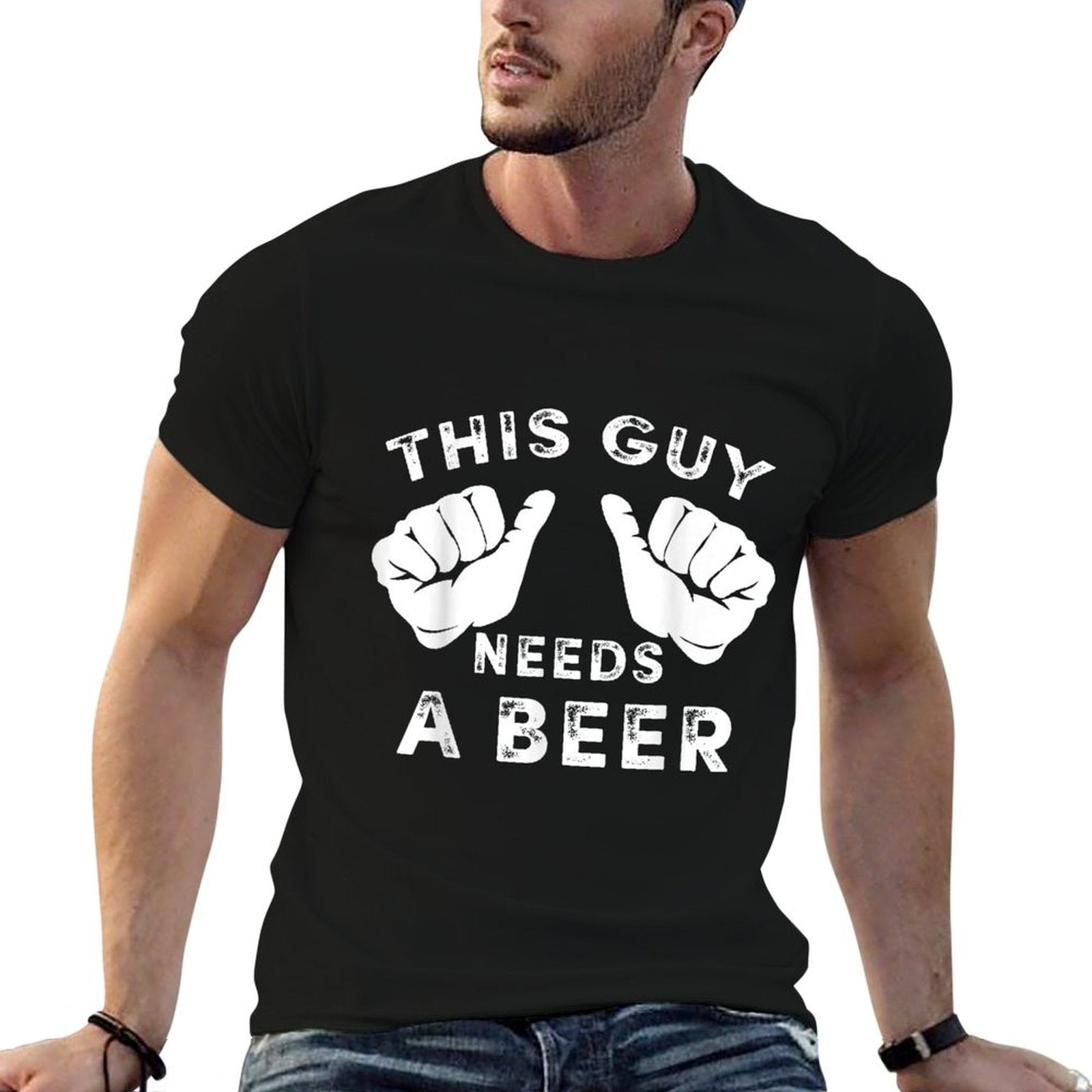 This Guy Needs A Beer - Funny Mens Drinking Gift T-Shirt